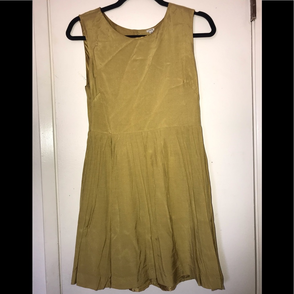 Green/yellow fit and flare dress